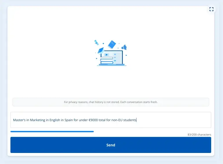 Screenshot of the chat with Leonardo, your AI European Study Advisor