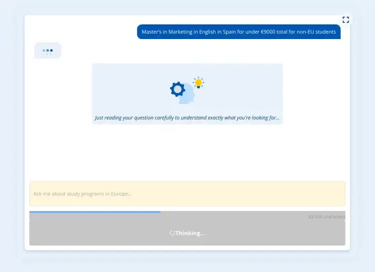Screenshot of the chat with Leonardo, your AI European Study Advisor